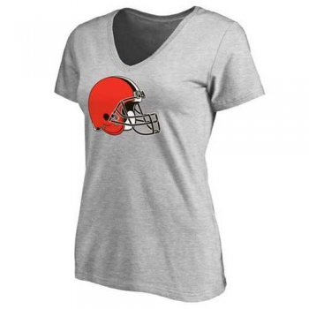 Women's Cleveland Browns Pro Line Primary Team Logo Slim Fit T-Shirt Grey