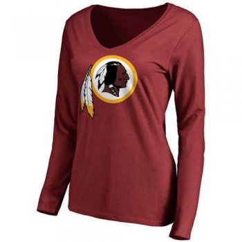 Women's Washington Redskins Pro Line Primary Team Logo Slim Fit Long Sleeve T-Shirt Red