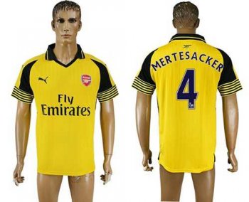 Arsenal #4 Mertesacker Away Soccer Club Jersey