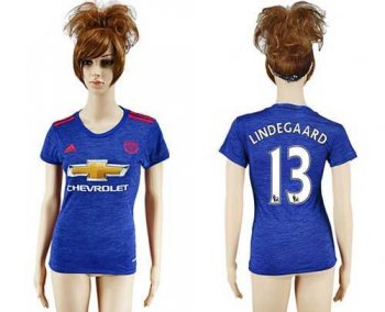 Women's Manchester United #13 Lindegaard Away Soccer Club Jersey