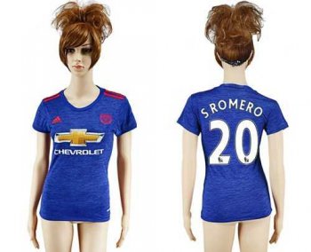 Women's Manchester United #20 S.Romero Away Soccer Club Jersey