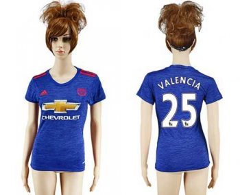 Women's Manchester United #25 Valencia Away Soccer Club Jersey