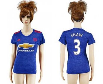 Women's Manchester United #3 Shaw Away Soccer Club Jersey