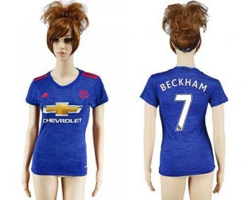 Women's Manchester United #7 Beckham Away Soccer Club Jersey