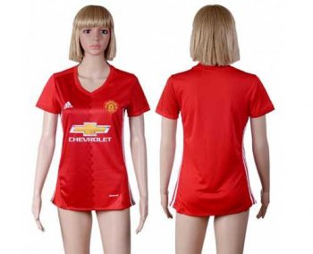 Women's Manchester United Blank Red Home Soccer Club Jersey