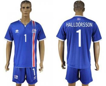 Iceland #1 Halldorsson Home Soccer Country Jersey