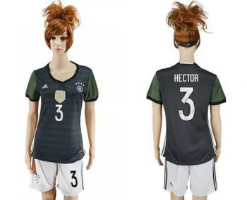 Women's Germany #3 Hector Away Soccer Country Jersey