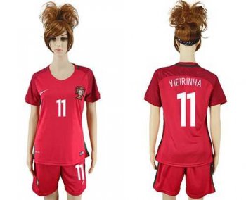 Women's Portugal #11 Vieirinha Home Soccer Country Jersey