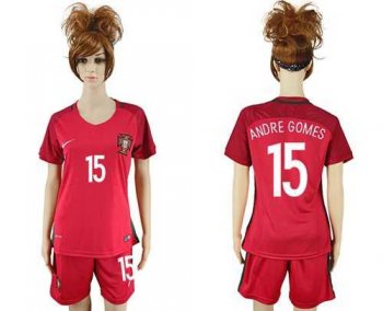 Women's Portugal #15 Andre Gomes Home Soccer Country Jersey