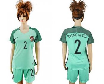 Women's Portugal #2 Bruno Alves Away Soccer Country Jersey