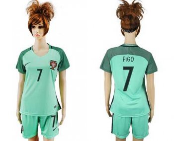 Women's Portugal #7 Figo Away Soccer Country Jersey