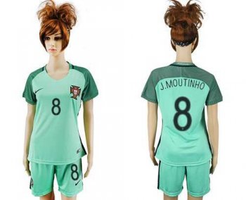 Women's Portugal #8 J.Moutinho Away Soccer Country Jersey