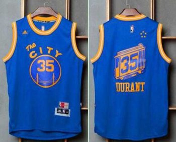 Golden State Warriors #35 Kevin Durant Blue Throwback The City Stitched NBA Jersey