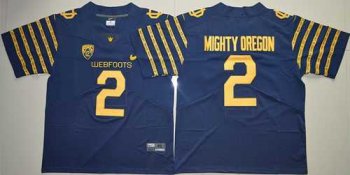 Oregon Ducks #2 Mighty Oregon Navy Blue Webfoots 100th Rose Bowl Game Elite Stitched NCAA Jersey