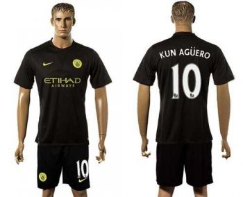 Manchester City #10 Kun Aguero Away Soccer Club Jersey