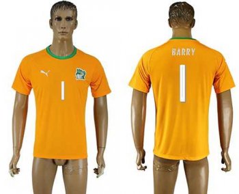 Cote d'lvoire #1 Barry Home Soccer Country Jersey