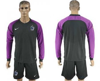 France Blank Black Goalkeeper Long Sleeves Soccer Country Jersey