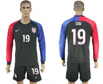 USA #19 Zusi Away Long Sleeves Soccer Country Jersey