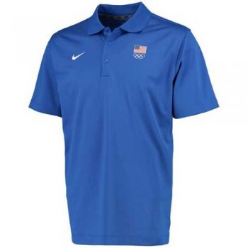 Team USA Nike Flag 5 Rings Varsity Performance Polo Royal