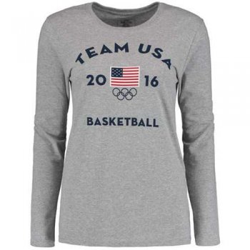 Women's Team USA Basketball Long Sleeves Very Official National Governing Bodies T-Shirt Gray