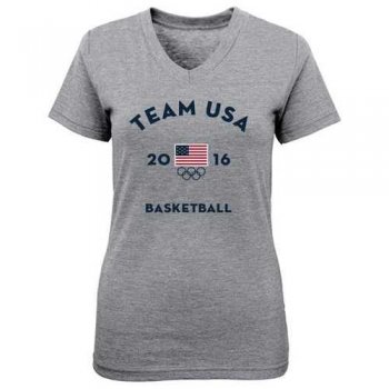 Women's Team USA Basketball Very Official National Governing Body V-Neck T-Shirt Gray