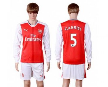 Arsenal #5 Gabriel Red Home Long Sleeves Soccer Club Jersey