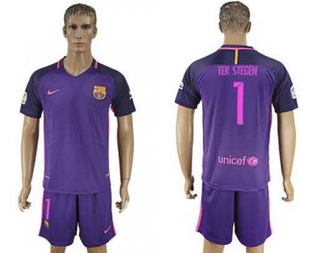 Barcelona #1 Ter Stegen Away Soccer Club Jersey