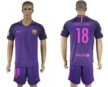 Barcelona #18 Jordi Alba Away Soccer Club Jersey