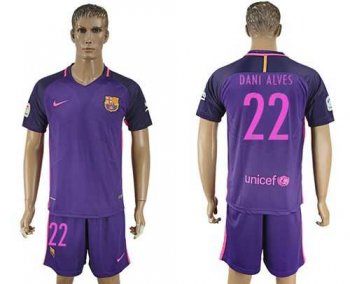 Barcelona #22 Dani Alves Away Soccer Club Jersey