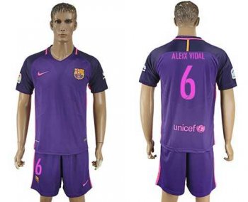 Barcelona #6 Aleix Vidal Away Soccer Club Jersey