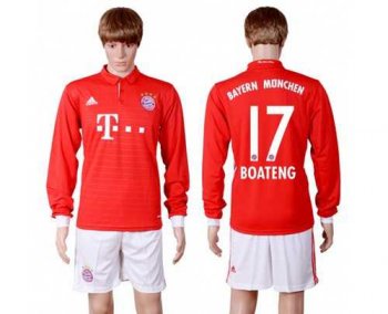 Bayern Munchen #17 Boateng Home Long Sleeves Soccer Club Jersey