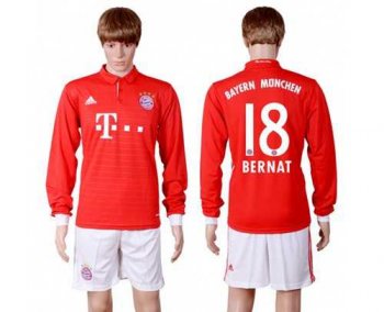 Bayern Munchen #18 Bernat Home Long Sleeves Soccer Club Jersey