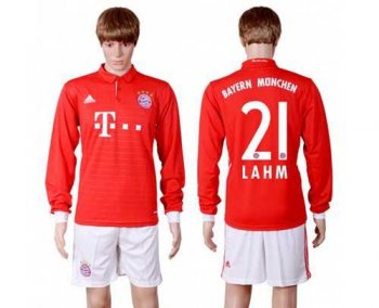 Bayern Munchen #21 Lahm Home Long Sleeves Soccer Club Jersey