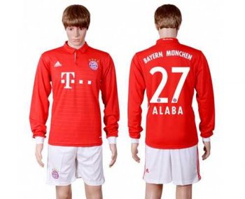 Bayern Munchen #27 Alaba Home Long Sleeves Soccer Club Jersey