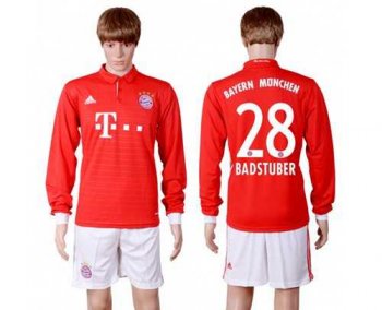 Bayern Munchen #28 Badstuber Home Long Sleeves Soccer Club Jersey