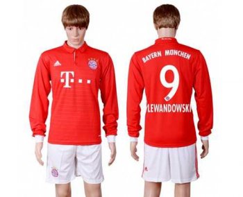 Bayern Munchen #9 Lewandowski Home Long Sleeves Soccer Club Jersey