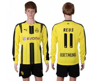 Dortmund #11 Reus Home Long Sleeves Soccer Club Jersey