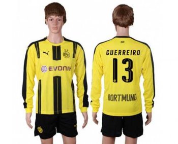 Dortmund #13 Guerreiro Home Long Sleeves Soccer Club Jersey