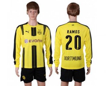 Dortmund #20 Ramos Home Long Sleeves Soccer Club Jersey