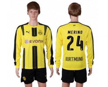 Dortmund #24 Merino Home Long Sleeves Soccer Club Jersey