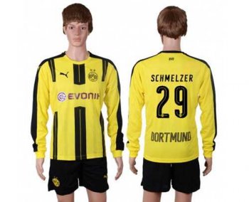 Dortmund #29 Schmelzer Home Long Sleeves Soccer Club Jersey