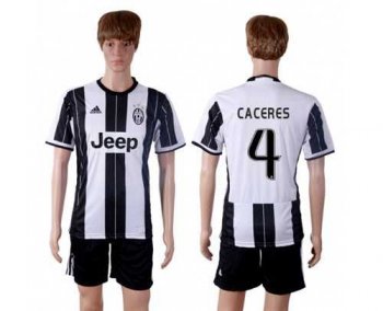 Juventus #4 Caceres Home Soccer Club Jersey