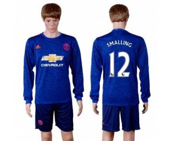 Manchester United #12 Smalling Away Long Sleeves Soccer Club Jersey