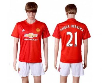 Manchester United #21 Ander Herrera Red Home Soccer Club Jersey