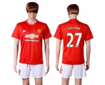 Manchester United #27 Fellaini Red Home Soccer Club Jersey