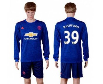 Manchester United #39 Rashford Away Long Sleeve Soccer Club Jersey