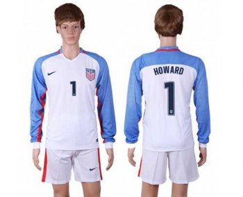 USA #1 Howard Home Long Sleeves Soccer Country Jersey