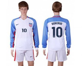 USA #10 Diskerud Home Long Sleeves Soccer Country Jersey