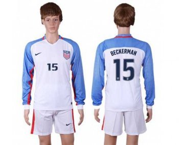 USA #15 Beckerman Home Long Sleeves Soccer Country Jersey