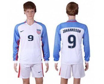 USA #9 Johannsson Home Long Sleeves Soccer Country Jersey